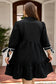 Black Contrast Trim Knot Cuffs Plus Size V Neck Mini Dress