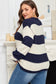 Blue Stripe Color Block PLus Size Drop Shoulder Sweater