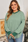 Green Stripe Exposed Seam Patchwork Plus Size Thermal Top