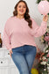 Bonbon Ribbed Exposed Seam Round Neck Chest Pocket Plus Knit Top
