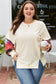 Beige Plus Size Multicolor Plaid Patchwork Sleeve Pullover Top