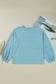 Light Blue Textured Drop Shoulder Plus Size Knit Top