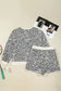 Khaki Plus Size Leopard Loose Pullover Casual Shorts 2pcs Outfit