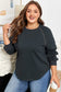 Black Studded Decor Ribbed Edge Mineral Wash Plus Size Jumper