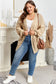 Parchment Cable Knit Braided Tie Sleeve Plus Size Open Cardigan