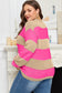 Khaki Stripe Color Block PLus Size Drop Shoulder Sweater
