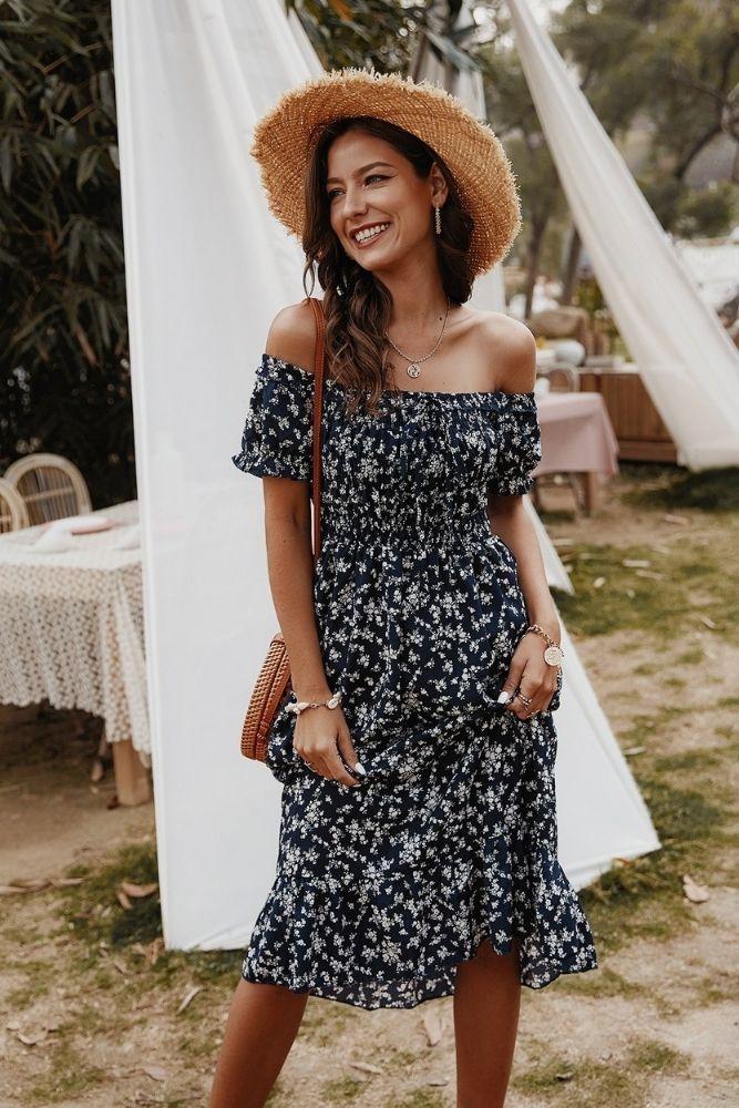 Bohemian Style Off Shoulder Dress
