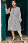 Khaki Plus Size Button V Neck Leopard Print Puff Sleeve Loose Mini Dress