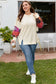 Beige Plus Size Multicolor Plaid Patchwork Sleeve Pullover Top