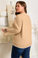 Tan Plus Size Leopard Bow Decor Split Cuffs Loose Sweater