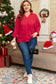 Fiery Red Plus Size Smocked Cuff Dolman Oversized Tunic Blouse