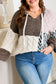 Brown Plus Size Color Block Patchwork Knotted Back Loose Fit Sweater