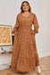 Brown Plus Size Floral Split V Neck Ruffled Sleeve Tiered Maxi Dress