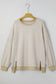 Brown Stripe Plus Size Breathable Knit Ribbed Trim Long Sleeve Top