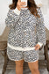 Khaki Plus Size Leopard Loose Pullover Casual Shorts 2pcs Outfit