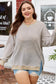 Brown Stripe Plus Size Breathable Knit Ribbed Trim Long Sleeve Top