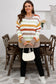 Multicolour Striped Colorblock Drop Shoulder Plus Size Sweater