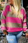 Khaki Stripe Color Block PLus Size Drop Shoulder Sweater
