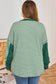 Green Stripe Exposed Seam Patchwork Plus Size Thermal Top