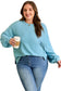 Light Blue Textured Drop Shoulder Plus Size Knit Top