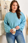 Light Blue Textured Drop Shoulder Plus Size Knit Top