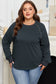 Black Studded Decor Ribbed Edge Mineral Wash Plus Size Jumper